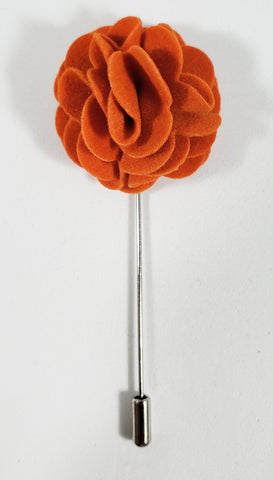 Orange Velvet Flower Lapel Pin