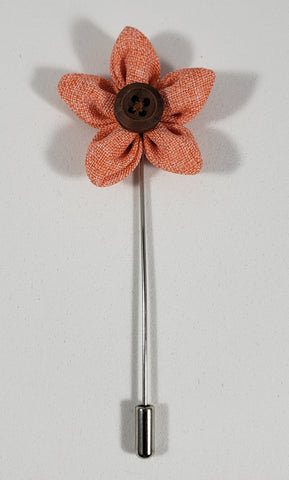 Salmon Flower with Button Lapel Pin