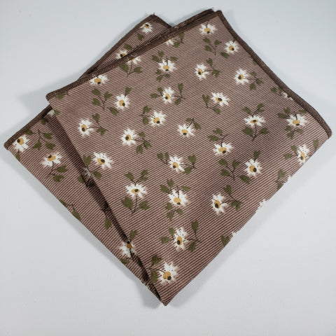 Brown with Daisies Pocket Square