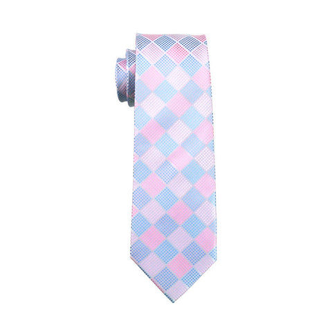 Pink and Blue Checkered Necktie