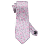 Light Gray & Pink Flower Necktie
