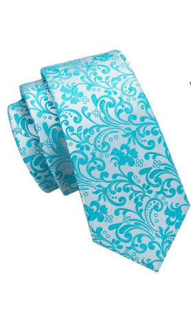 Light Gray with Light Blue Design Necktie