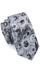 Gray with Black and White Flower Necktie