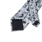 Gray with Black and White Flower Necktie