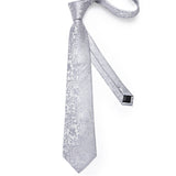Light Gray Paisley Necktie