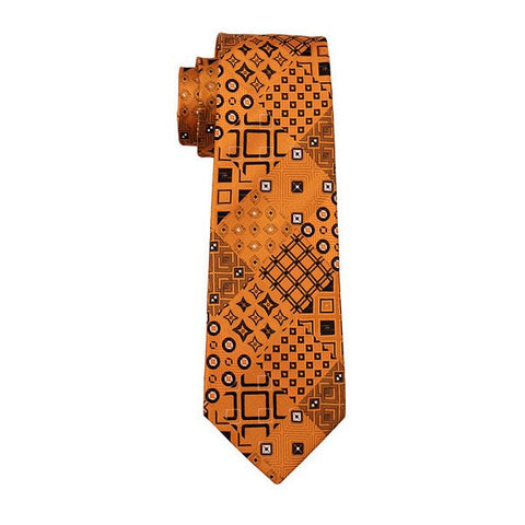 Orange & Black Quilt Design Necktie