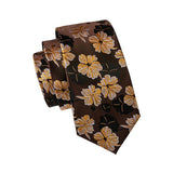 Brown & Yellow Flower Necktie