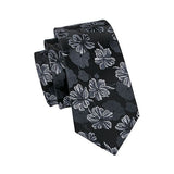 Black & Gray Flower Necktie
