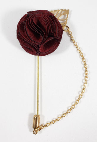 Maroon with Gold Leaf & Chain Lapel Pin