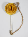 Yellow with Gold Leaf & Chain Lapel Pin
