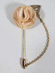 Creme with Gold Leaf & Chain Lapel Pin