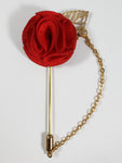 Red with Gold Leaf & Chain Lapel Pin