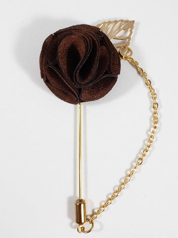 Brown with Gold Leaf & Chain Lapel Pin