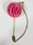 Pink with Gold Leaf & Chain Lapel Pin