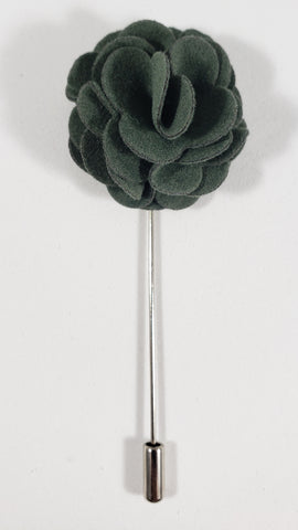 Dark Green Velvet Flower Lapel Pin