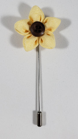 Creme Flower with Button Lapel Pin