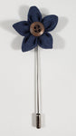 Navy Flower with Button Lapel Pin