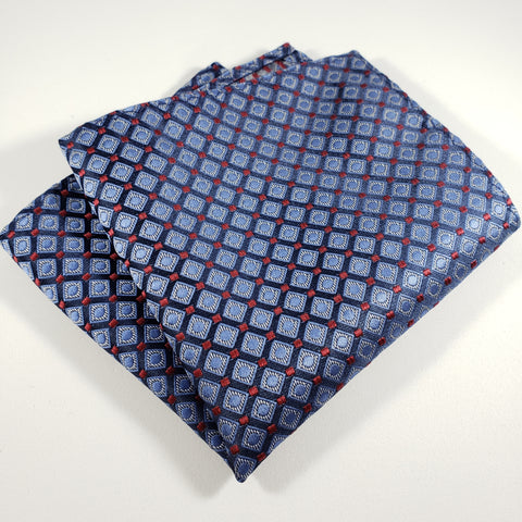 Blue Checkered with Red Polka Dot Pocket Square