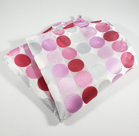 Gray & Pink Polka Dot Pocket Square