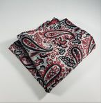 Gray with Black & Red Paisley Pocket Square