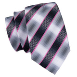 Pink & Gray Striped Necktie