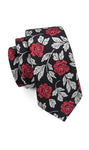 Black & Red Flower Necktie