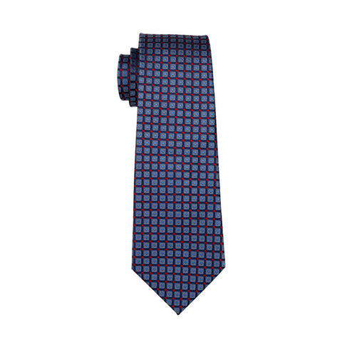 Blue Checkered with Red Polka Dot Necktie