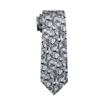 Gray with Black & White Flower Necktie