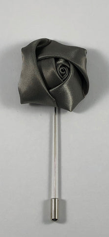 Gray Rose Flower Lapel Pin