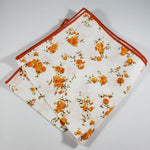 White & Orange Floral Pocket Square