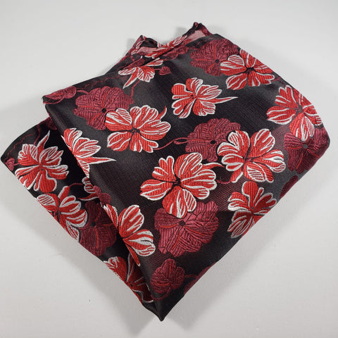 Black & Red Flower Pocket Square