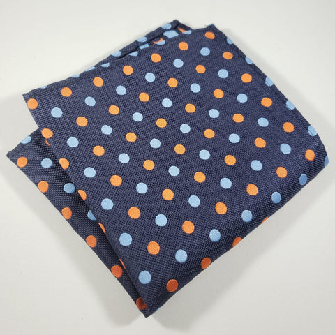 Blue & Orange Polka Dot Pocket Square